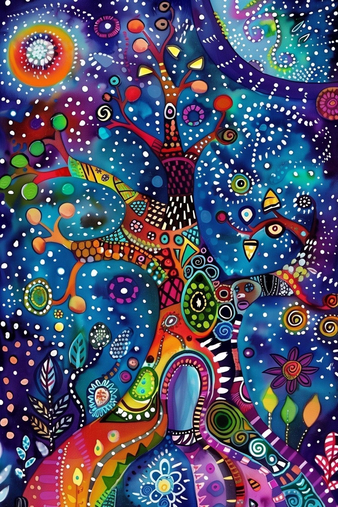 Surreal Kaleidoscope - Arboretum Art Print v.2 | Colorful Tree Wall Art | Artistic Home Decor Poster - Vivid Roads