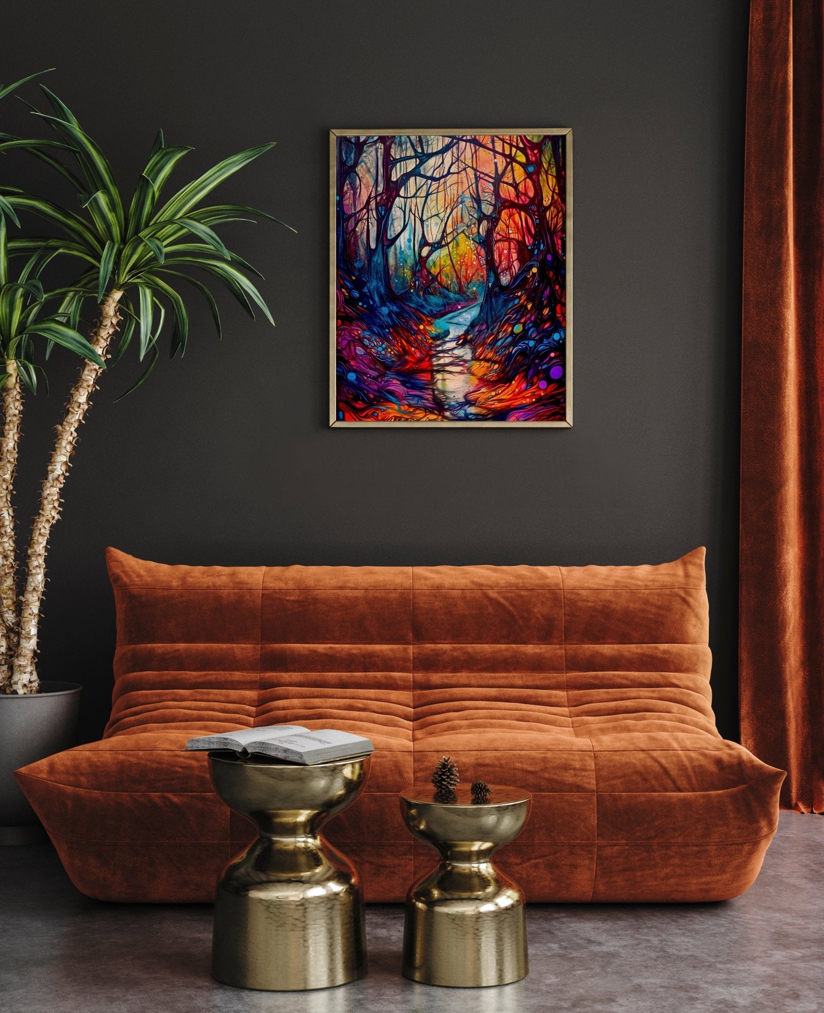 Abstract Enchanted Magical Forest Woods Wall Art | Modern Wall Decoration Illustration Print - Vivid Roads