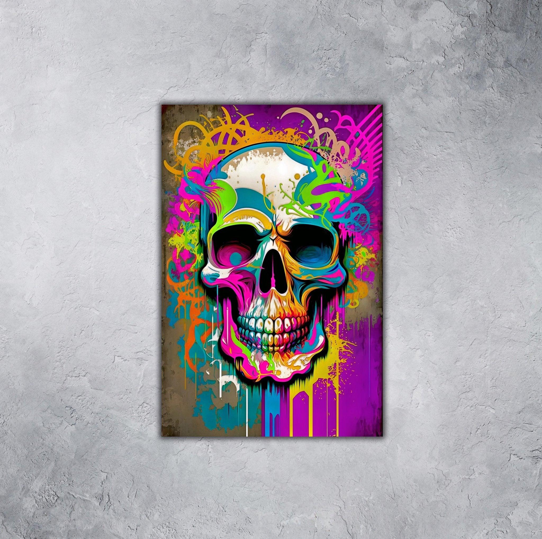 Retro Skull Graffiti Street Art Wall Art | Vintage 90s Spray Paint 